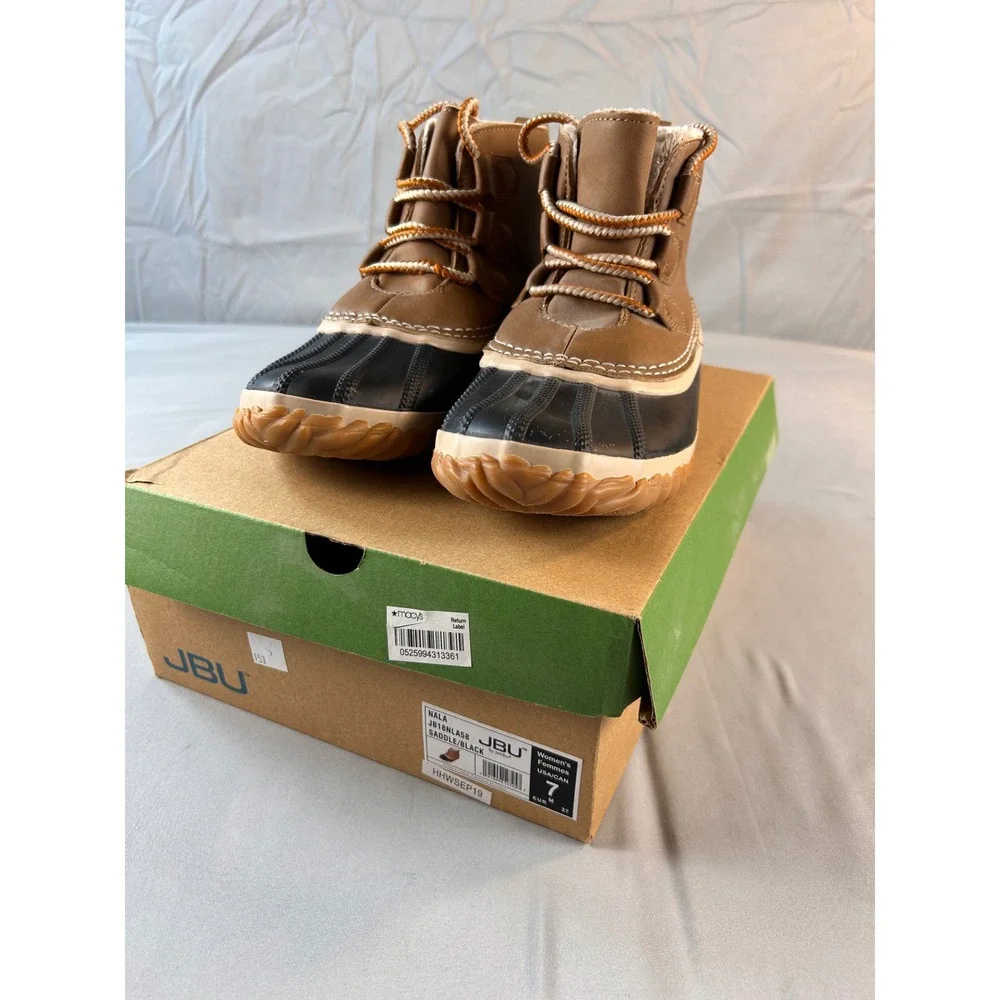 JBU‎ by Jambu Nala Women Duck Boots Saddle Black Vegan Faux Fur JB18NLA58 Size 7